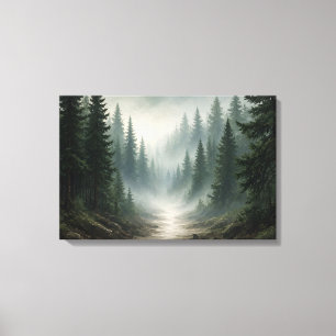 Moss Veil Sanctuary Misty Forest Path Canvas Print