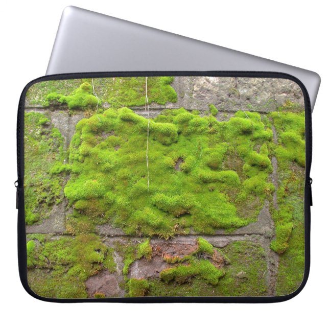 Moss wall green rock texture laptop sleeve (Front)