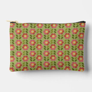 Mossy Bloom - Pink and Green Floral Pouch