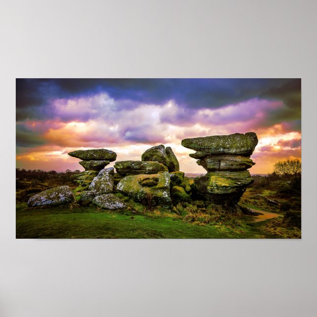 Mossy Covered Brimham Rocks Poster (Front)