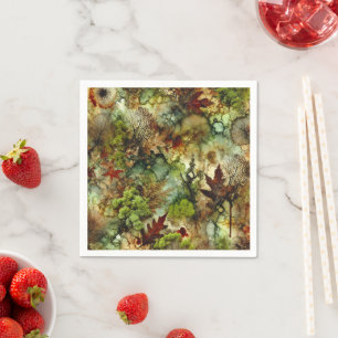 Mossy Fall Forest Alcohol Ink Decoupage Paper Napkin