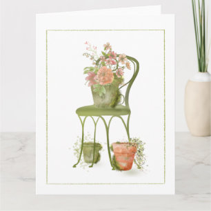 Mossy Garden Flower Pots Blank Greeting Card