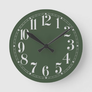 Mossy Green and White Wall Clock