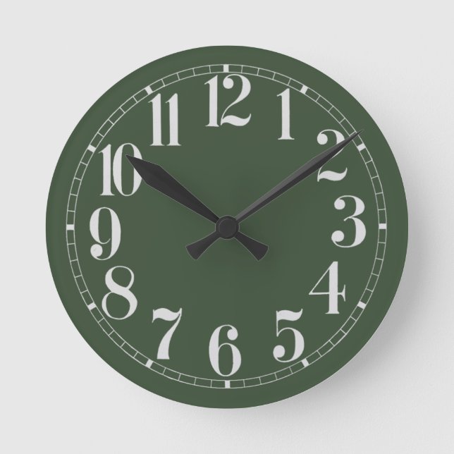 Mossy Green and White Wall Clock (Front)