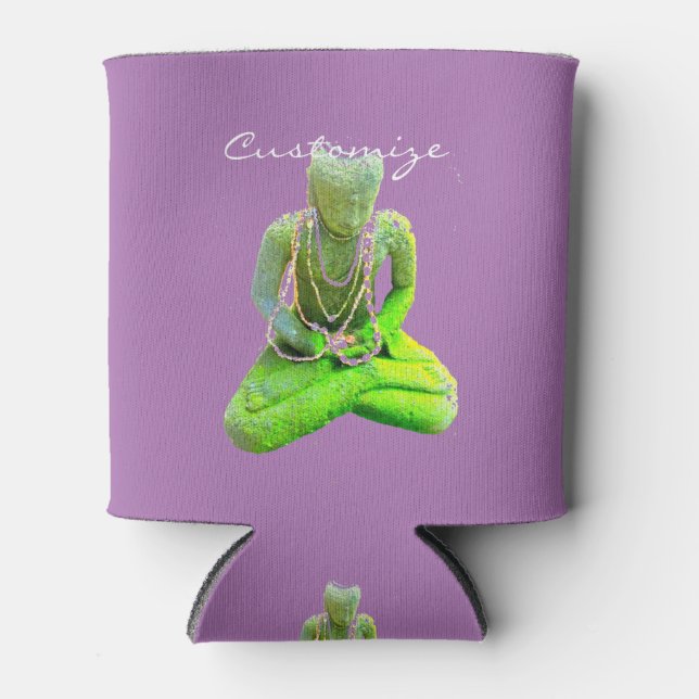 Mossy Green Buddha Meditating Thunder_Cove Can Cooler (Front)