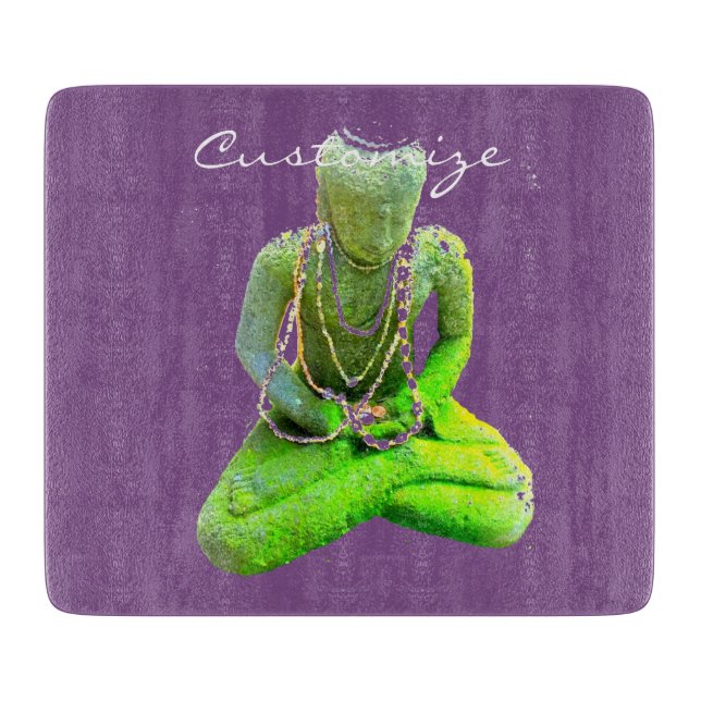 Mossy Green Buddha Meditating Thunder_Cove Cutting Board (Front)