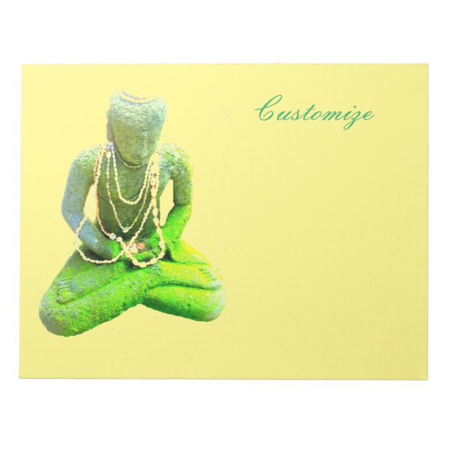 Mossy Green Buddha Meditating Thunder_Cove Notepad (Front)