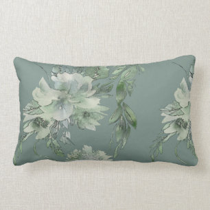 Mossy Green Floral Mystique Contemporary Lumbar Cushion