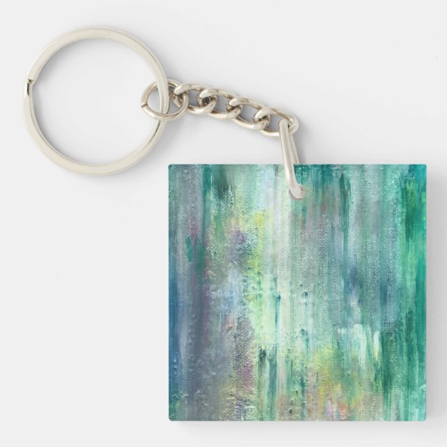 Mossy-Hand Painted Abstract Art Key Ring (Front)