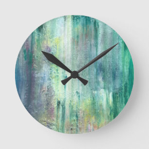 Mossy-Hand Painted Abstract Art Round Clock