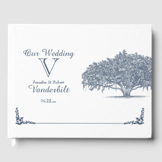 Mossy Oak Tree in Blue Wedding Guest Book