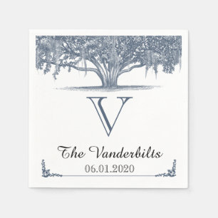 Mossy Oak Tree in Blue Wedding Napkin