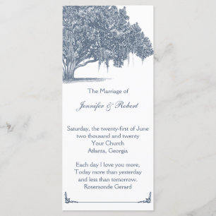 Mossy Oak Tree in Blue Wedding Program Programme