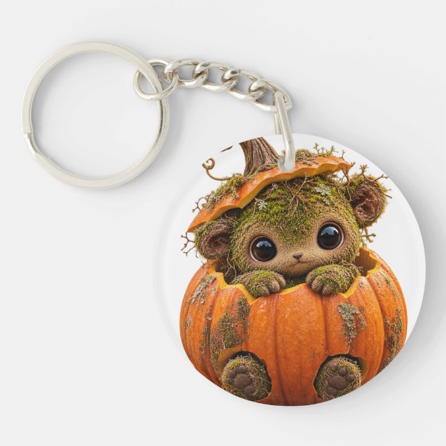 Mossy Pumpkin Creature Keychain (Front)