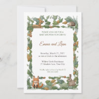 Mossy Thicket Critters Baby Shower Invitation