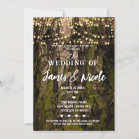 Mossy Tree Woodsy Forest Sparkle Lights Wedding