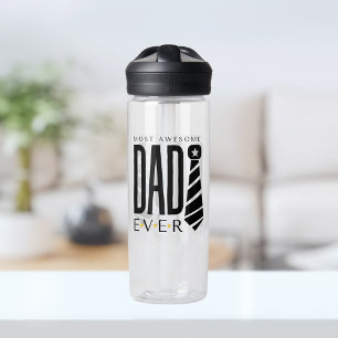 Most Awesome Dad Ever Father's Day Tie Typography  Water Bottle