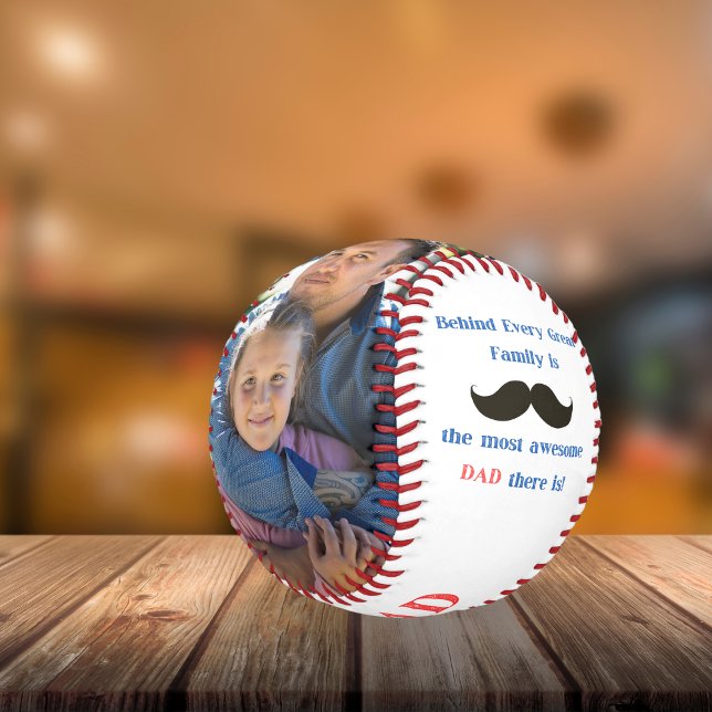 Most Awesome Dad Moustache Photo Father's Day Baseball (Creator Uploaded)