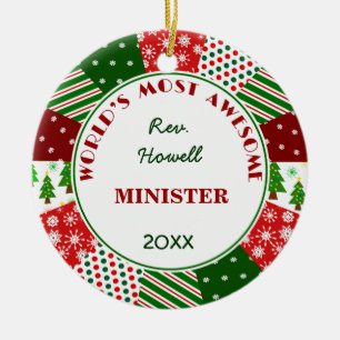 Most Awesome Minister or Alternate Name Ceramic Tree Decoration