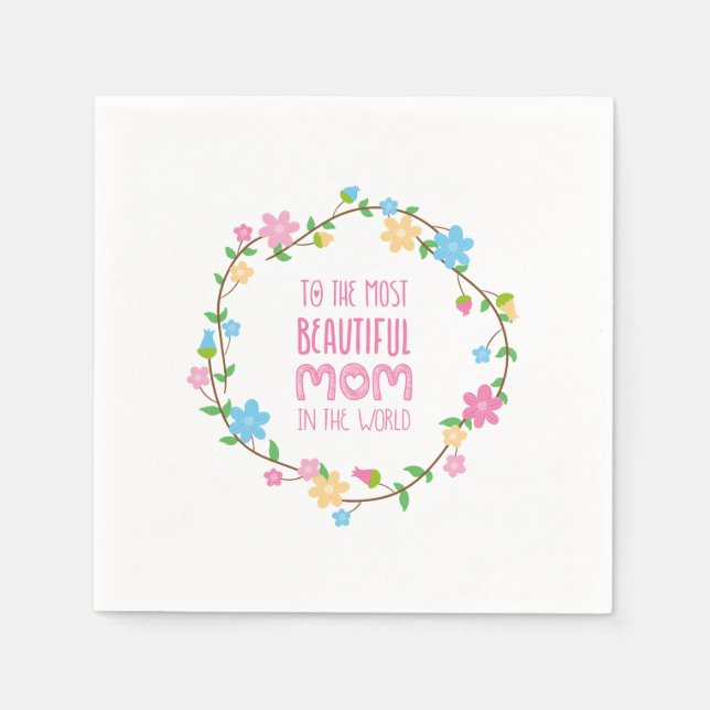 Most Beautiful Mum Mother's Day | Napkin (Front)