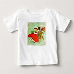 Most Beautiful Vintage Christmas Deer & Girl Baby T-Shirt