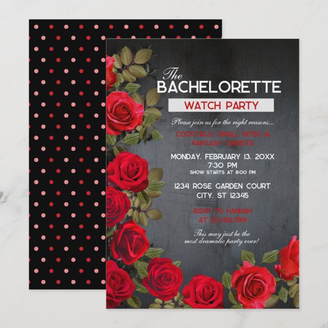 Most Dramatic Bachelorette Watch Party  Invitation (Front/Back)