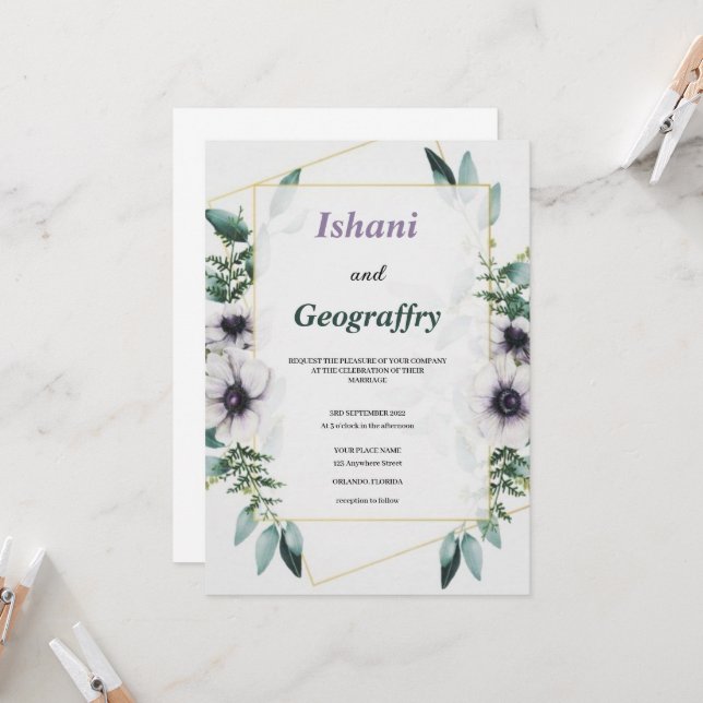 most elegant and modern wedding invitation (Front/Back In Situ)