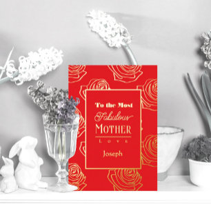 Most Fabulous Mother Red Rose Foil Invitation