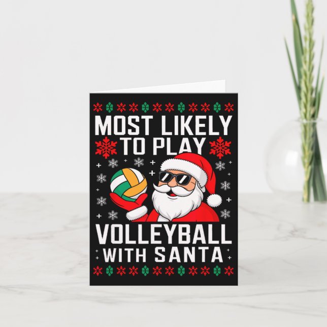 Most Likely Play Volleyball Santa Christmas Matchi Card (Front)