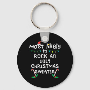 Most Likely Rock Ugly Christmas Xmas Family Match Key Ring
