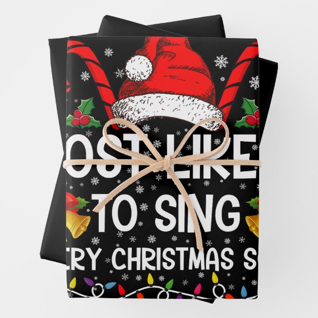 Most Likely Sing Every Christmas Song Xmas Family  Wrapping Paper Sheet (In situ)