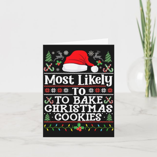 Most Likely To Bake Christmas Cookies Christmas Ba Card (Front)