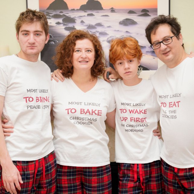 Most likely to bake cookies Christmas family party T-Shirt (Creator Uploaded)