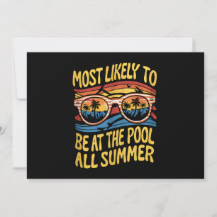 Most Likely To Be At The Pool All Summer Groovy Invitation