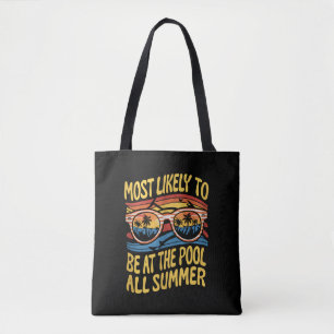 Most Likely To Be At The Pool All Summer Groovy Tote Bag