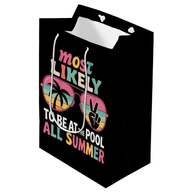 Most Likely To Be At The Pool All Summer Teacher  Medium Gift Bag (Front Angled)