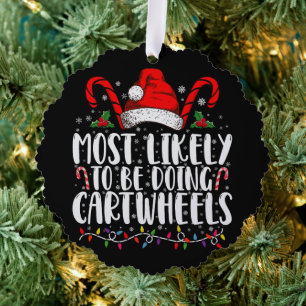 Most Likely To Be Doing Cartwheels Matching Xmas Tree Decoration Card