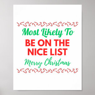 Most Likely To Be On The Nice List Christmas Match Poster