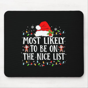 Most Likely To Be On The Nice List Funny Family Ch Mouse Pad