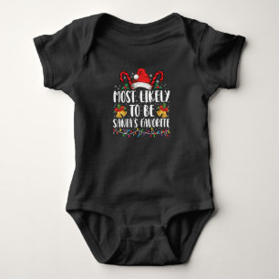 Most Likely To Be Santa's Favourite Funny Christma Baby Bodysuit