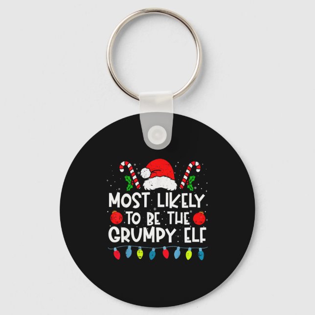 Most Likely To Be The Mpy Elf Family Crew Christma Key Ring (Front)