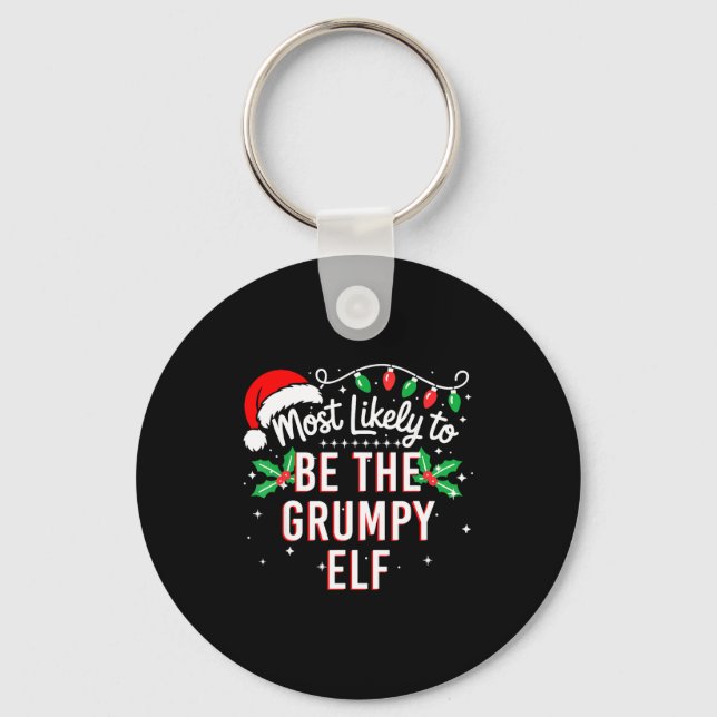 Most Likely To Be The Mpy Elf Funny Xmas  Key Ring (Front)