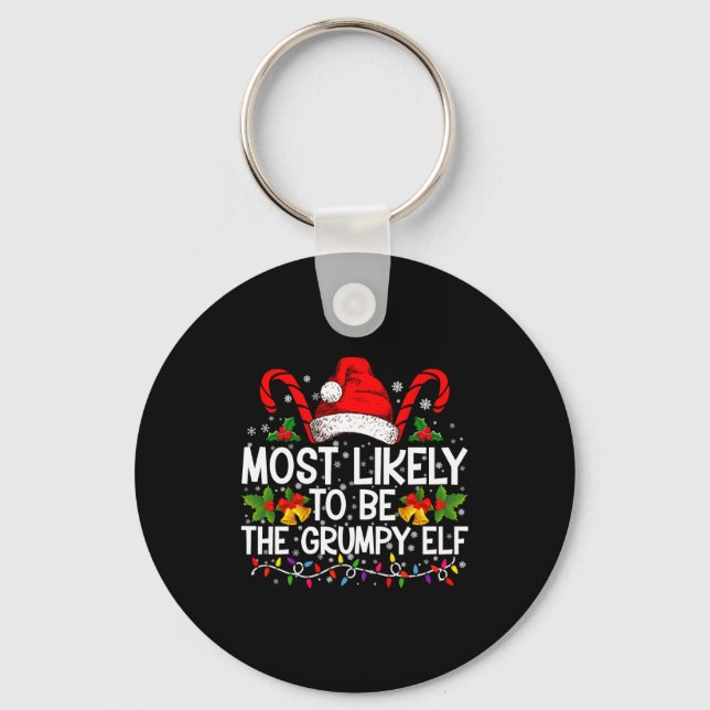 Most Likely To Be The Mpy Elf Funny Xmas  Key Ring (Front)