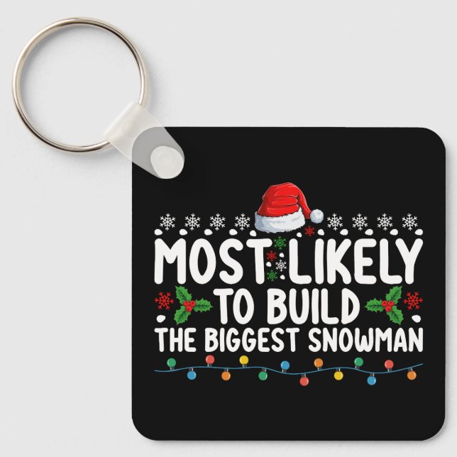 Most Likely To Build The Biggest Snowman Snow Key Ring (Front)