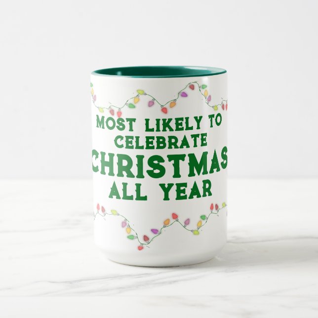 Most Likely To Celebrate Christmas Mug (Center)