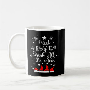 Most Likely To Christmas Drink All The Wine Santa Coffee Mug