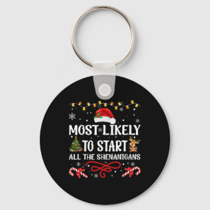 Most Likely To Christmas Matching Family Pajamas F Key Ring