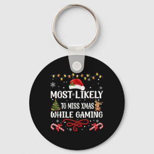 Most Likely To Christmas Matching Family Pajamas F Key Ring