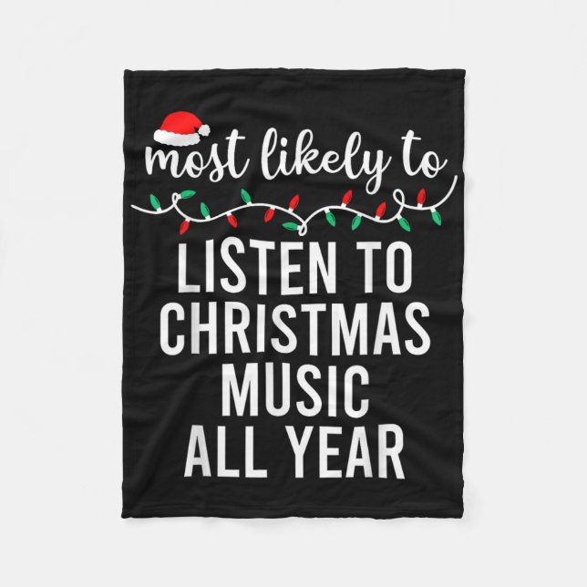Most Likely To Christmas Matching Family Pyjamas F Fleece Blanket (Front)