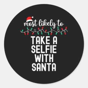 Most Likely To Christmas Shirt Matching Family Paj Classic Round Sticker